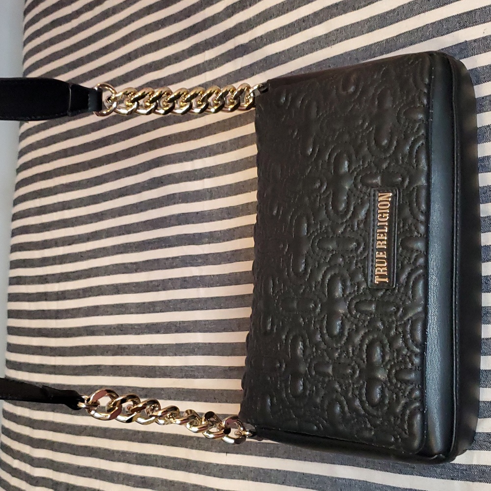 True Religion Embossed Black Crossbody Bag